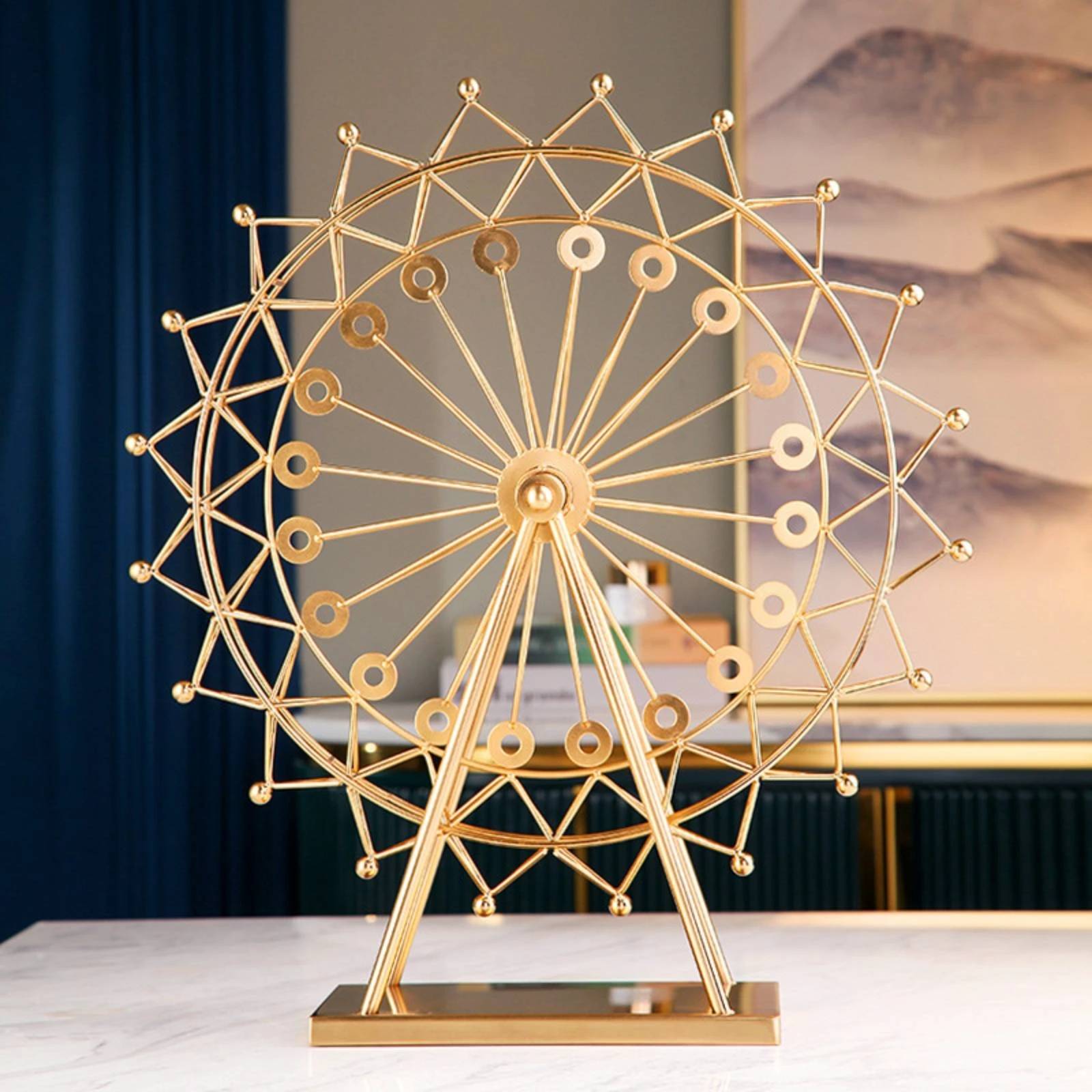 Amusement Wheel Wheel Ornament Electroplated Amusement Wheel Wheel Decoration Tabletop Decor Geometric Elegant for Photo Setups