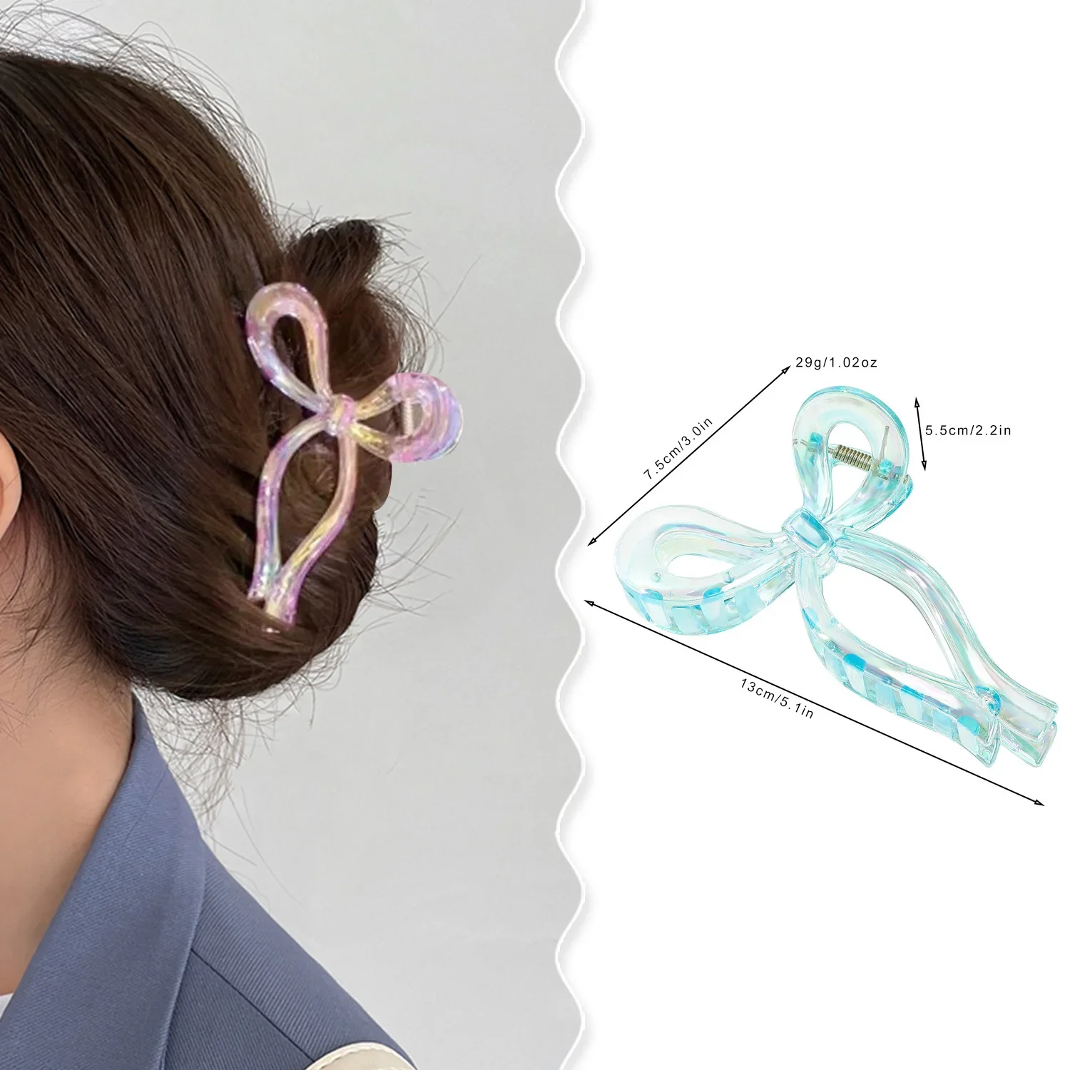 

Acrylic Ribbon Bow Large Hair Claw Women Girls Bows Shark Clips Korean Simple Temperament Hair Grab Girls Hairpin Accessories