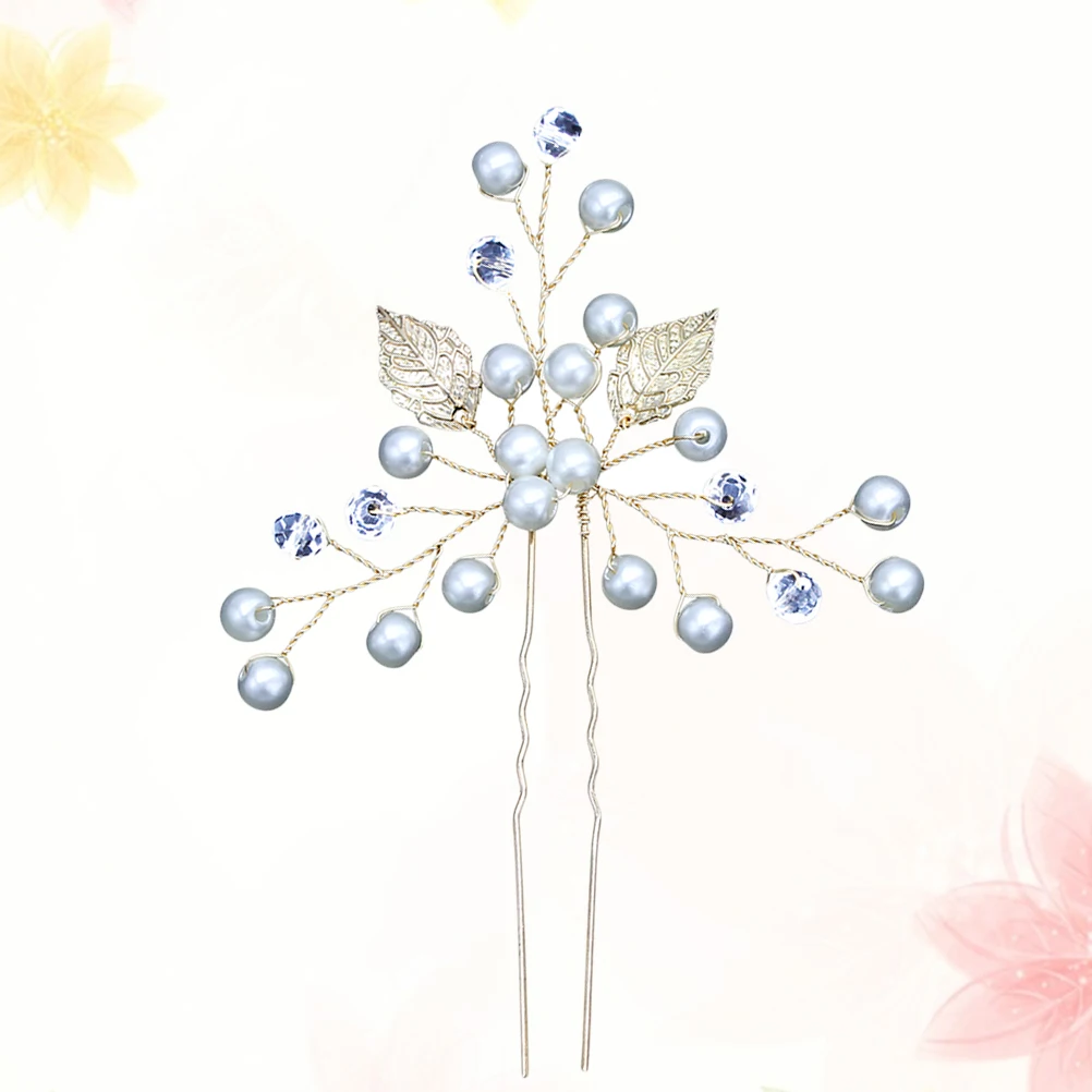 

Pearl Bridal Hairpins U Shaped Wedding Leaf Golden Bride Clips Crystal Alloy Durable Charm Grace Occasions Hair Tools Styling
