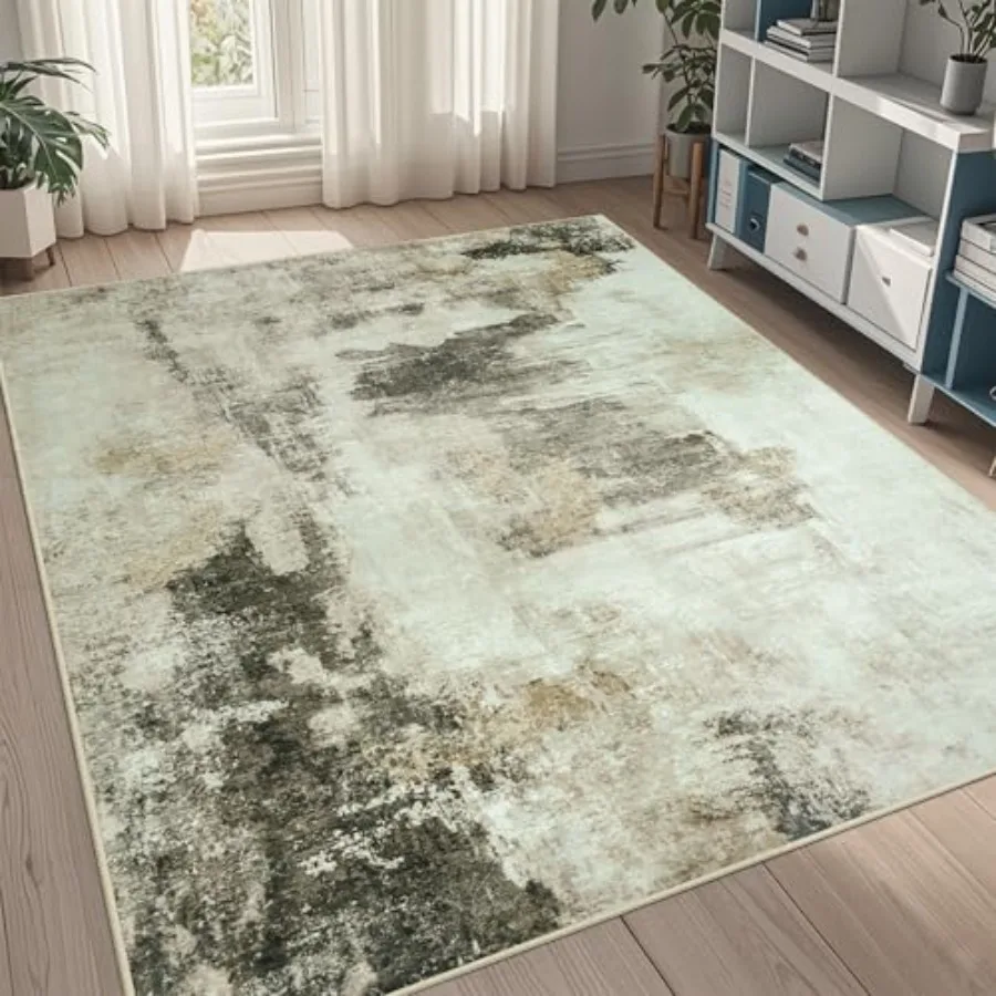 

5x8 Area Rugs for Living Room Rug Washable: Abstract Rug for Dining Room Bedroom Carpet Non Slip 5 by 8 Indoor Modern Nursery H