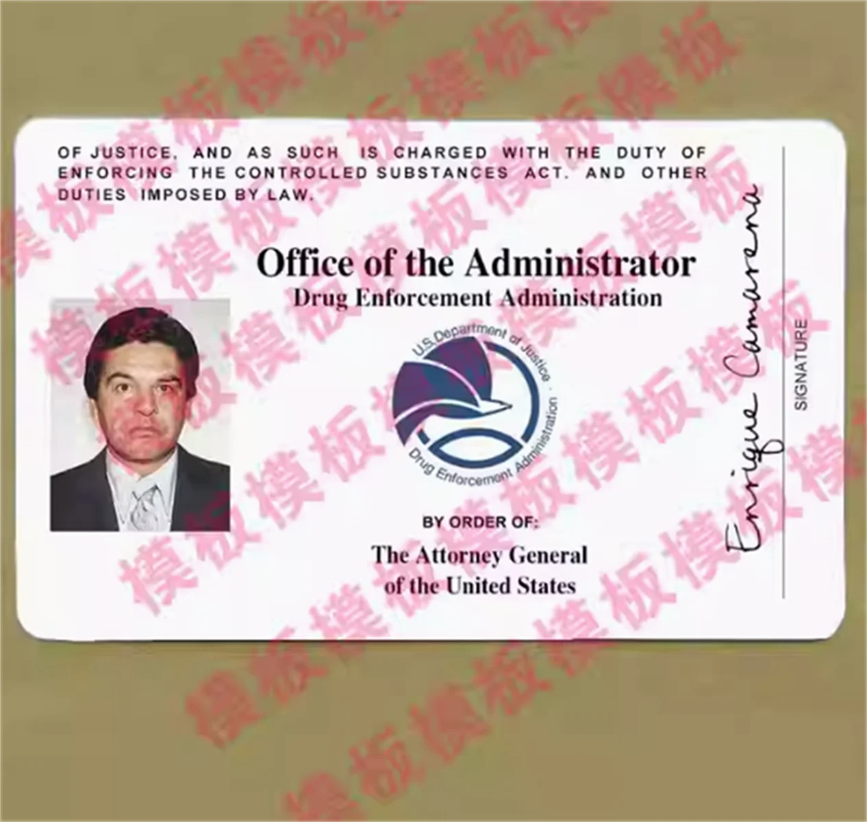 

US DEA Identity COS Card Movie Prop Card Customizable