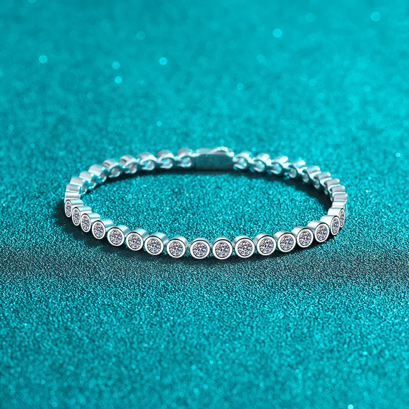 Elegant PT950 Platinum Stylish Full-Moissanite Bracelet, Trendy Women's Bubble Inlaid Diamond Exquisite Jewelry
