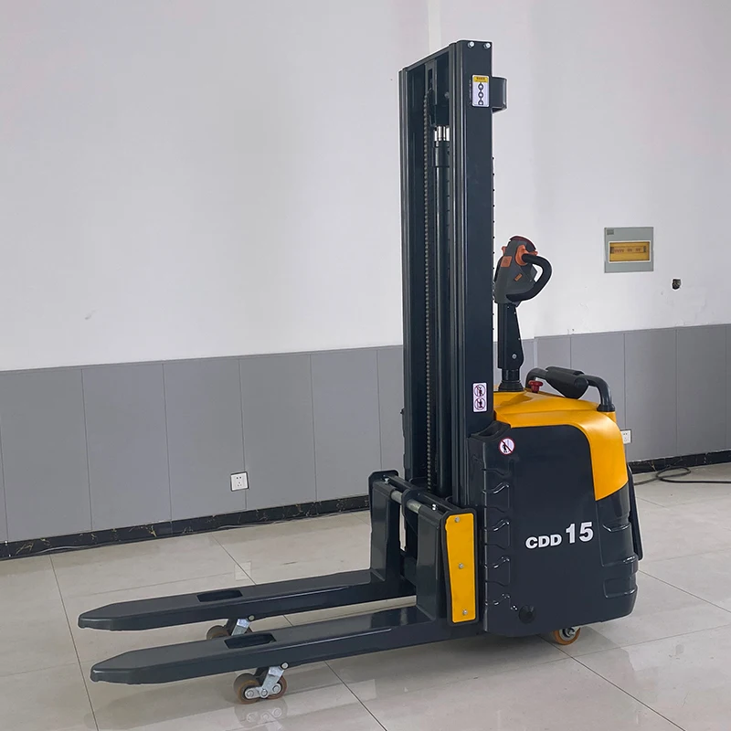 

1.5 tons 4.5 meters electric pallet stacker, with adjustable lifting fork walking bracket, multi-functional electric stacker