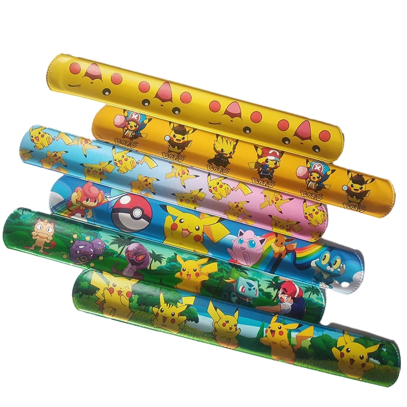 6/12pcs Pokemon Bracelets Pikachu Figures Anime Wristband Child Slap Band Puzzle Toys Boys Girls Birthday Party kids toy Gifts image 5