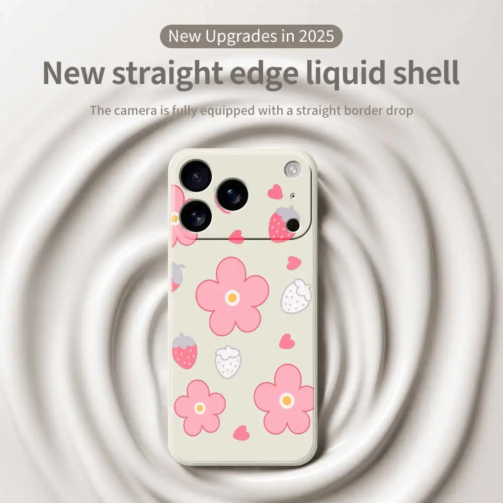 꽃과 딸기 스타일 아이폰 17 프로 맥스 17 에어 16 15 14플러스 13 12 11 프로 맥스 XS 맥스 16E 실리콘 소프트 커버