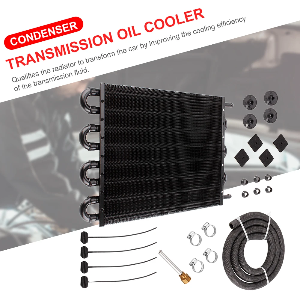 Aluminum Universal Oil Cooler Kit 4 Row 6 Row 8 Row Engine Oil Radiator Car Auto Transmission Auto-Manual Radiator Converter