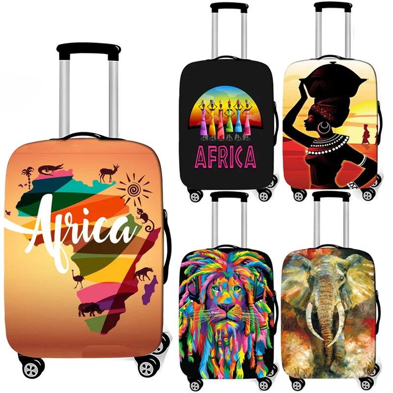 Africa Map / Roots Luggage Cover Afro Regge Lion Elastic Suitcase Cover for Travel Bag Anti-dust Trolley Case Baggage Covers