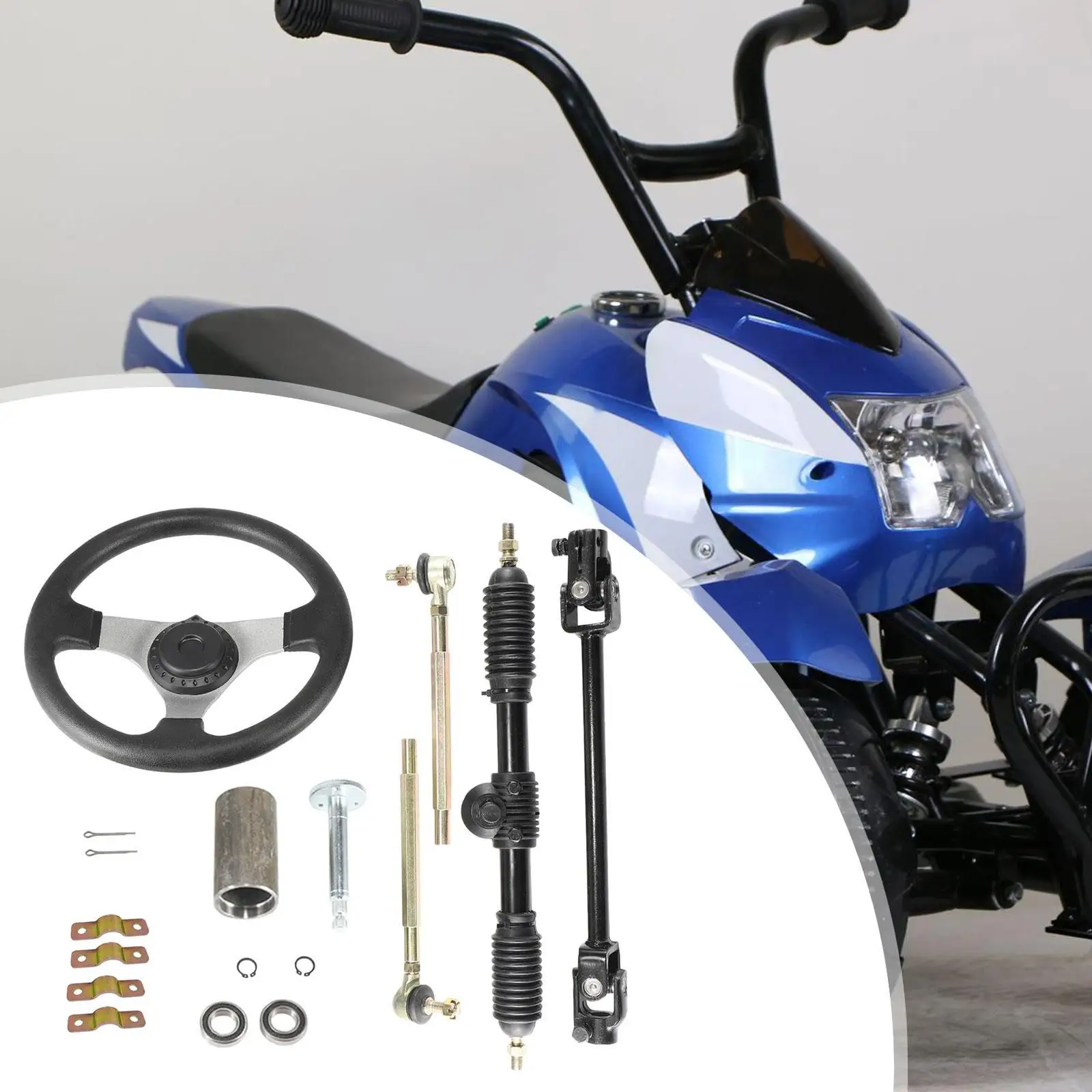 

Стальной комплект рулевого колеса 300 мм, запасные части, простая установка, регулируемая шестерня для 110cc Go Kart ATV Quad Buggy