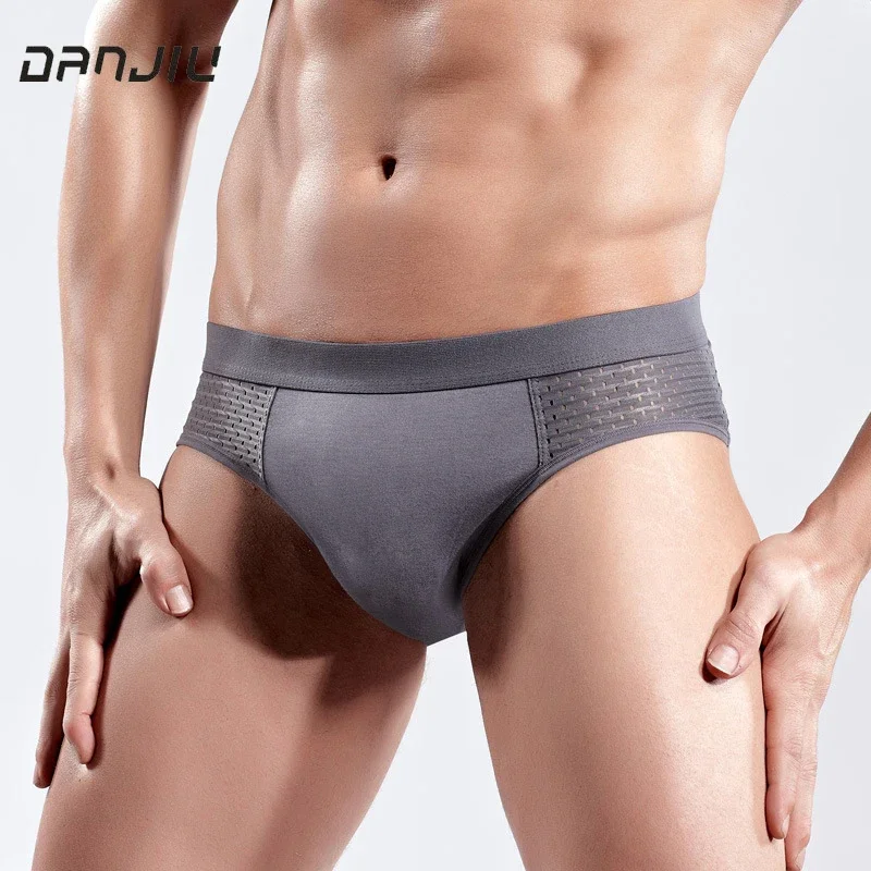 

DANJIU Breathable Mesh Men's Underwear High Elasticity Solid Simple Style Soft Male Breifs Fashion Yong Boys Tight U Convex Bag