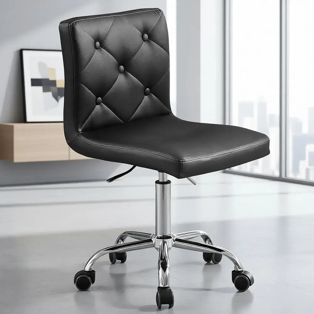 

Adjustable Height 360° Swivel PU Leather Armchair for Home and Office Vanity Use