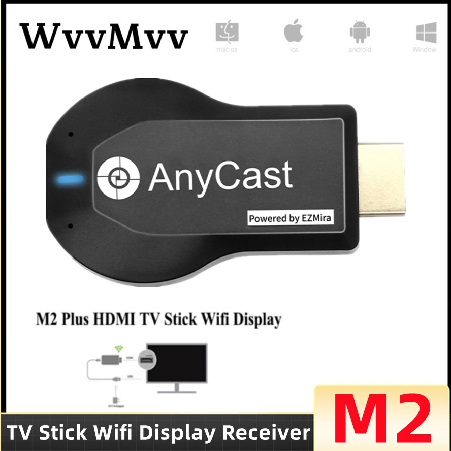 HDMI互換のTVレシーバー,WiFi付きテレビ画面複製機,Android/iOS/Miracast/AirPlayシステム,M2PlusおよびHDMI互換