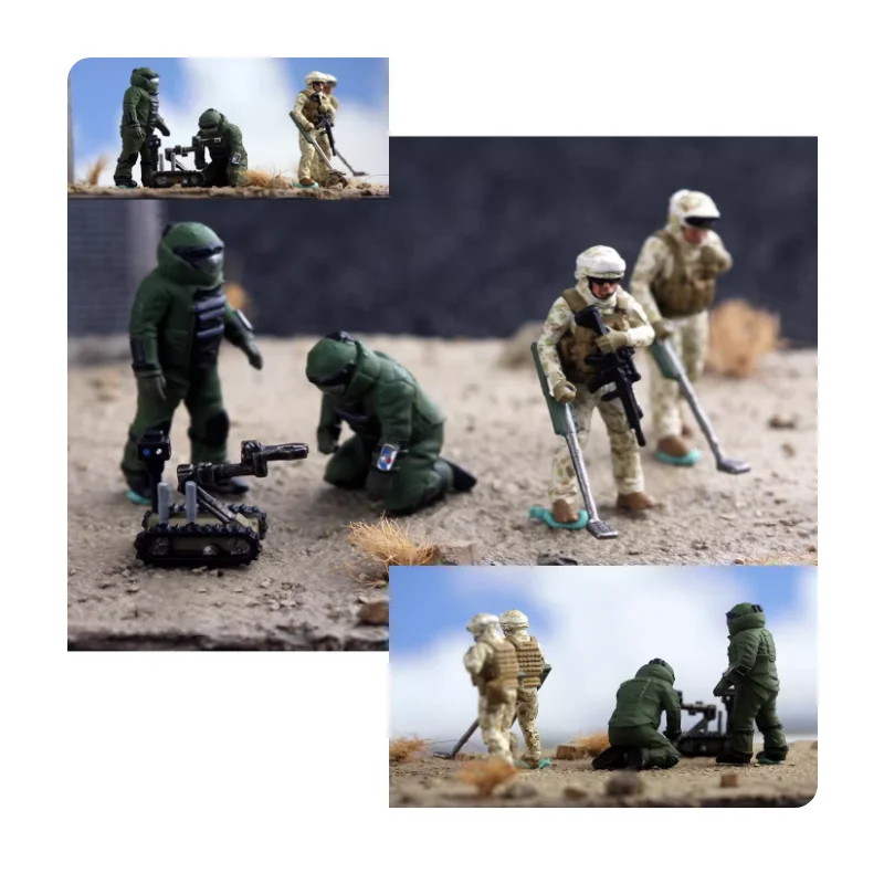 

Масштабная модель 1:72 из смолы: Американские специалисты по обработке взрывчатых веществ, 4 солдата, подходят для сцен с танками, коллекционные, декоративные, для демонстрации.