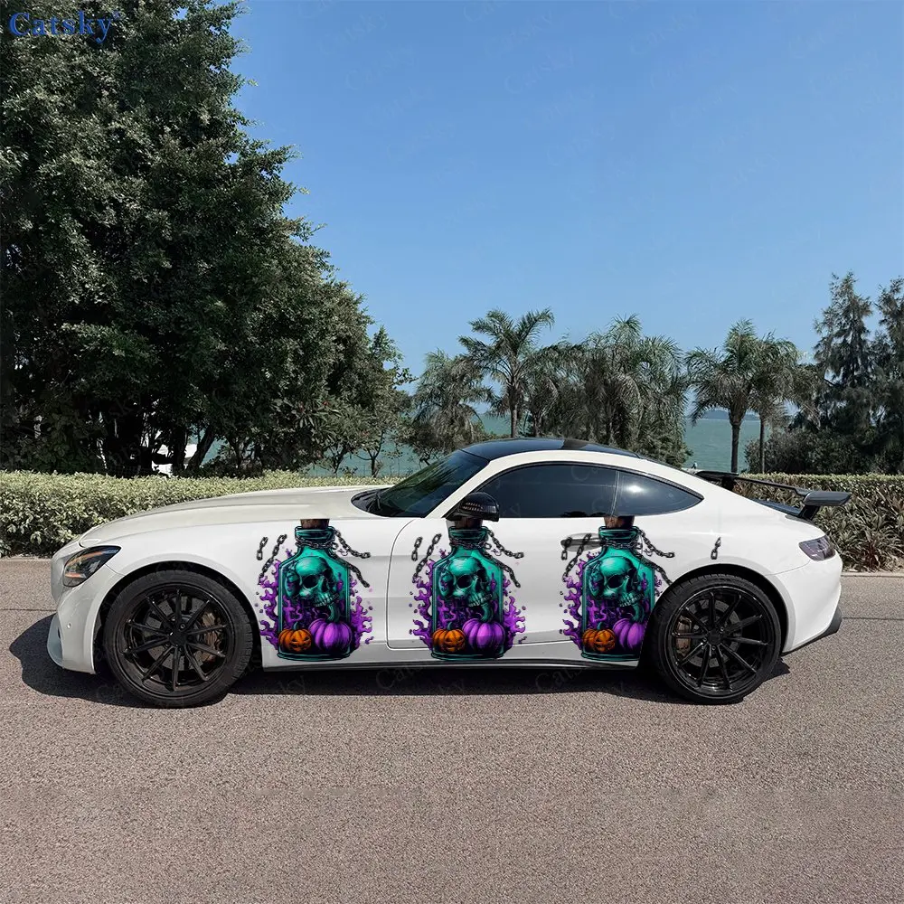 

2pcs Skull Venom Bottle Car Sticker Full Body Decal Decoration Scratches Protect Car Sticker Waterproof Car Vinyl Wraps