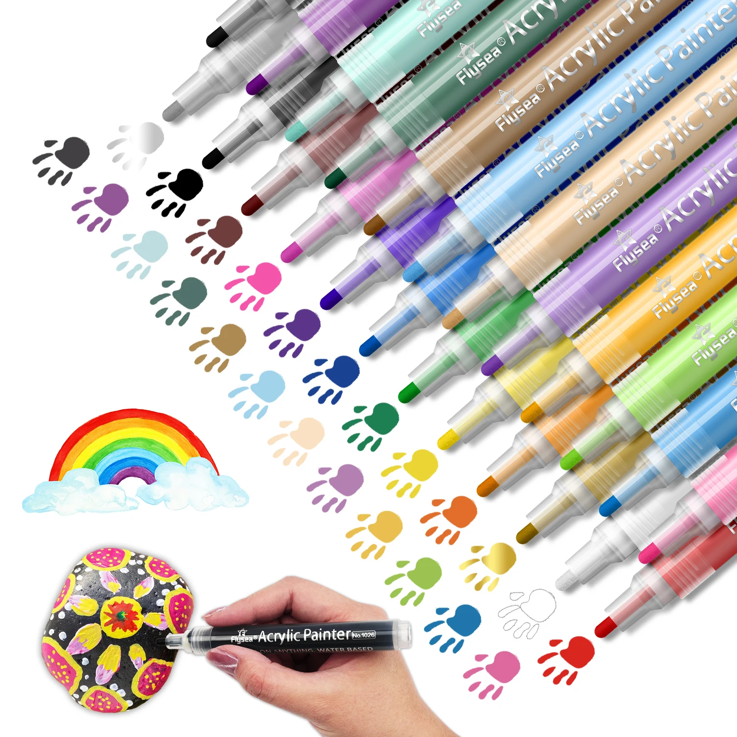 Paint Pens,Acrylic Paint Markers 12/18/24 Colors Pen Set for Rock Painting DIY Craft Ceramic Glass Canvas,2-3mm Medium Tip