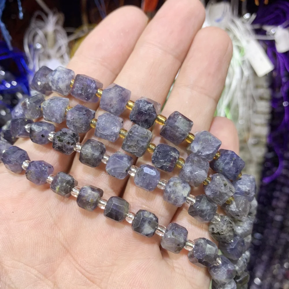 

Natural Faceted Square Quartz apatite Aquamarine 6-8mm Loose Spacer Beads for Jewelry DIY Earrings Necklace Bracelet Making