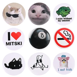 Cartoon Animal Print Tinplate Pins 44mm Soft Button Tinplate Brooches Creative Anime Collar Lapel Badge Backpack Hat Accessories