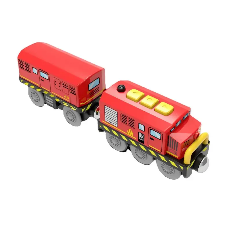Juego de locomotora de coche magnético con ranura fundida a presión, vía de tren de madera, juguetes educativos para niños, nuevo estilo, tren eléctrico Chase