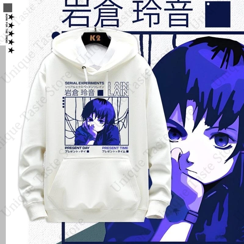 Anime Serial Experiments Lain Hoodies Cartoon Fashion LAIN Print Hoodie Pullover Harajuku Women Men Autumn Loose Sweatshirt