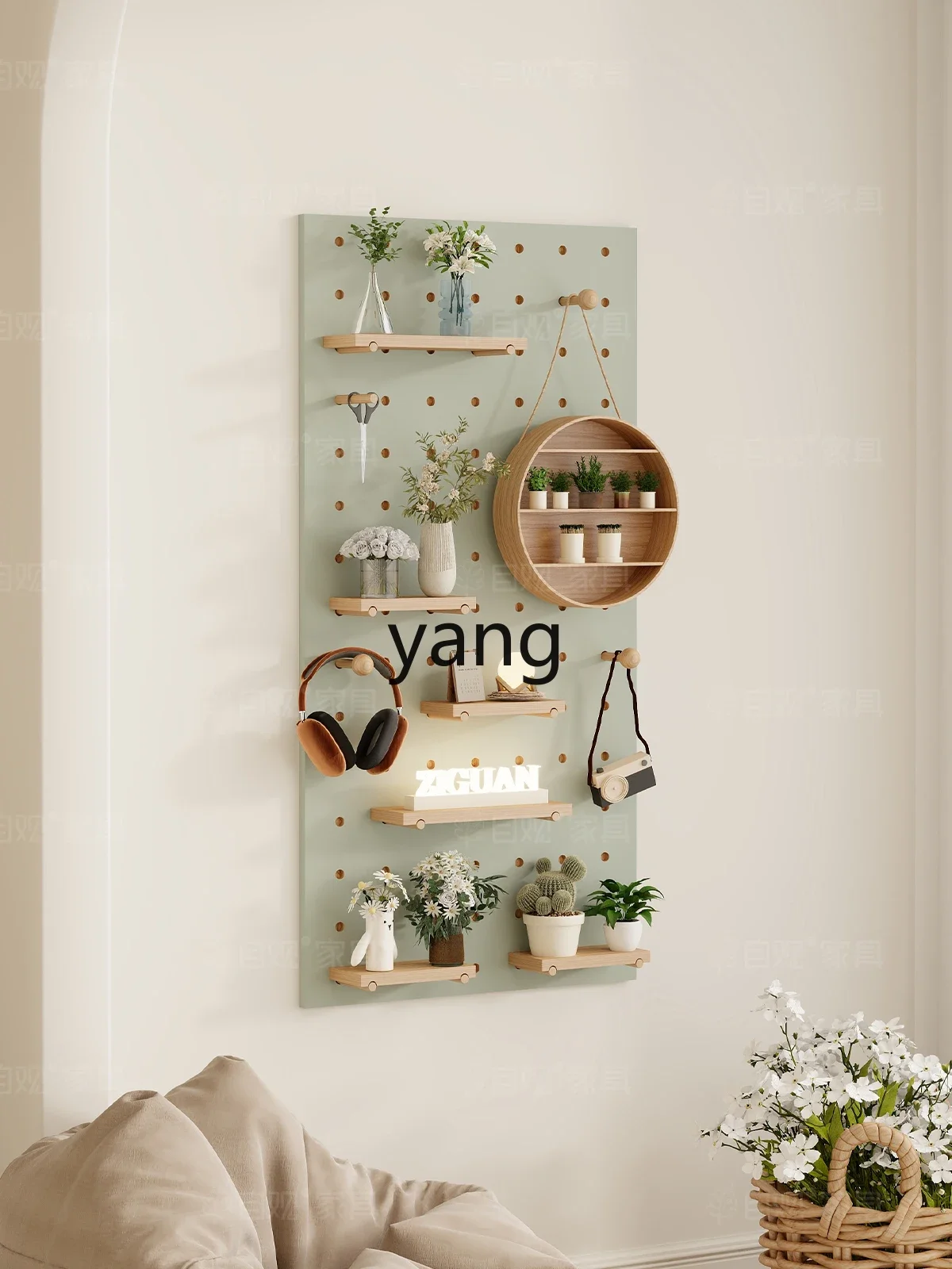 

LMM Wire-Wrap Board Wall Storage Rack Green Living Room Wall Decor Shelf Retro Domestic