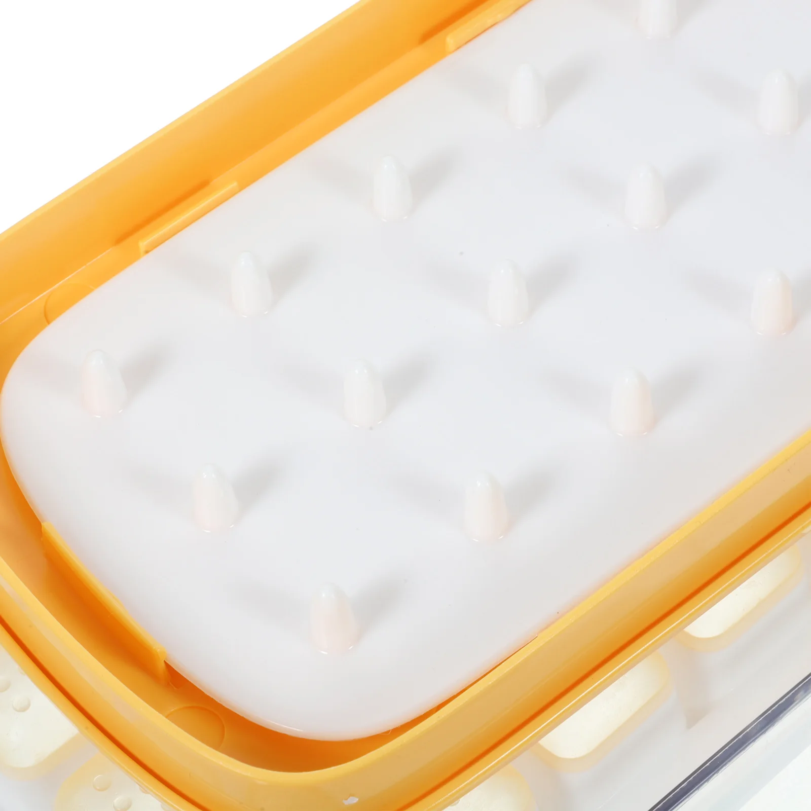 

Silicone Ice Cube Trays 24 Cubes Yellow Storage Box Lid for Freezer Home Use Mold Creative Maker Container Jar Box