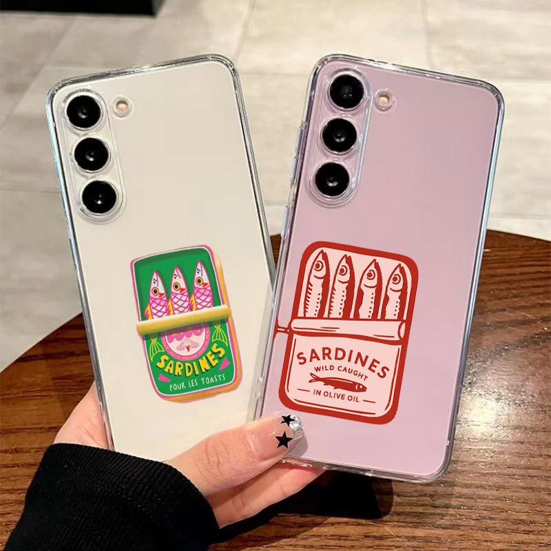 Cartoon Sardines Soft Cover for Samsung Galaxy A13 A15 A17 A21S A22 A23 A25 A31 A32 A34 A53 A55 5G Transparent Phone Case Fundas