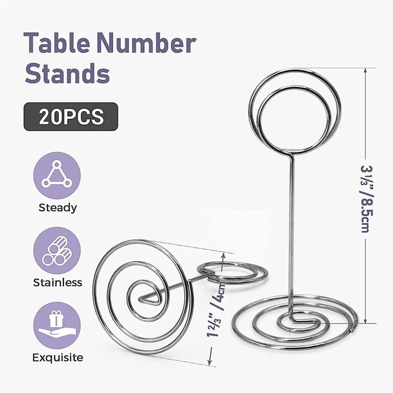 ABIY Table Number Holders 20Pcs - 3.35 Inch Place Card Holder Table Number Stands for Wedding Party Graduation Reception D