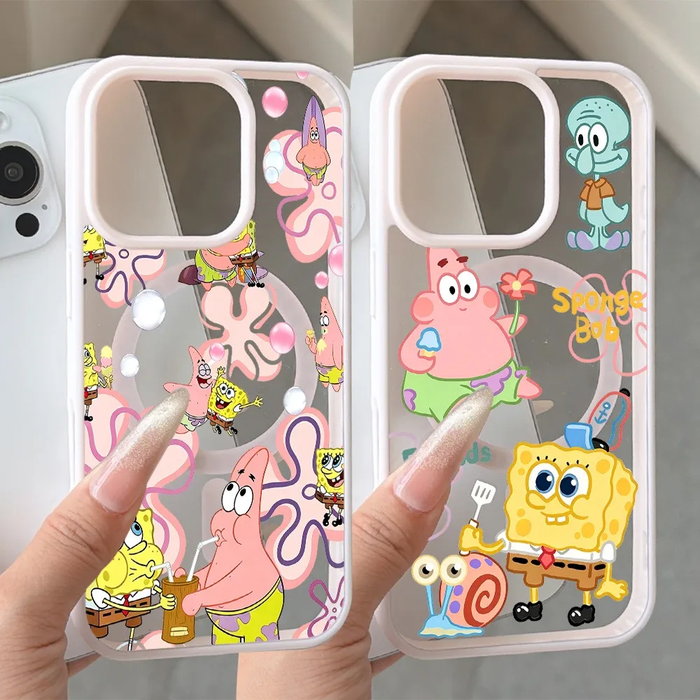 Cartoon S-SpongeBobs Cases for Samsung Galaxy A17 A27 A37 A57 S26 S25 A16 A36 A56  FE Plus Edge Ultra 5G Acrylic Cover
