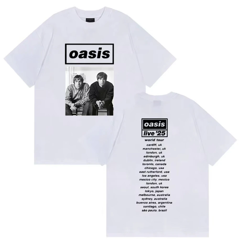 British Rock O-Oasis Live 25 Tour 2025 Nuova maglietta da donna Hip Hop Gothic Manica corta T-shirt da uomo Punk Tide Abbigliamento T-shirt