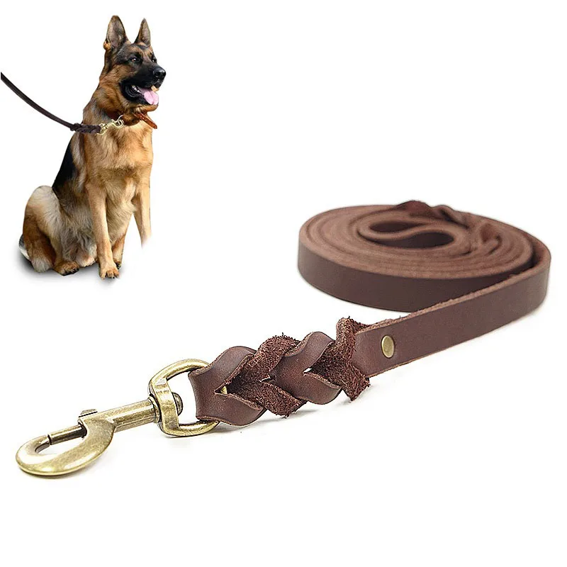 Leder-Hundeleine für Hunde, lange Leinen, geflochtenes Haustier-Walking-Training, schwarze Farben für mittelgroße und große Haustiere GXQ15