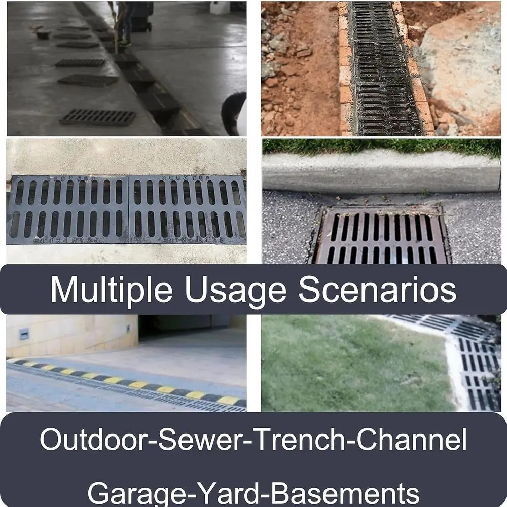 Grelha de Drenagem para Calha de Garagem 20x20 polegadas, Reforçada Classe B, Preta, para Uso Externo