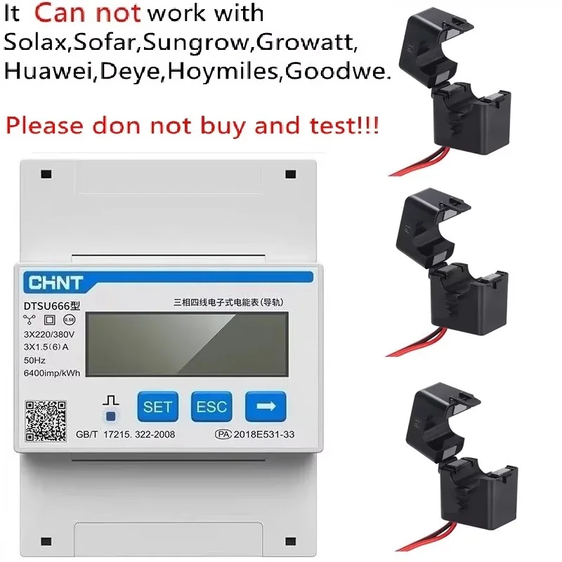 Chint Dtsu666 Multifunções Medidor de Potência Programável Vawkwhvar Modbus Rs485 Medidor de Energia Elétrica Inversor Solar pv