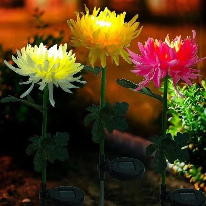

Chrysanthemum LED Solar Light Plug-in Garden Landscape Waterproof Lamp for Courtyard Artificial Flower Lawn Stakes Decoration