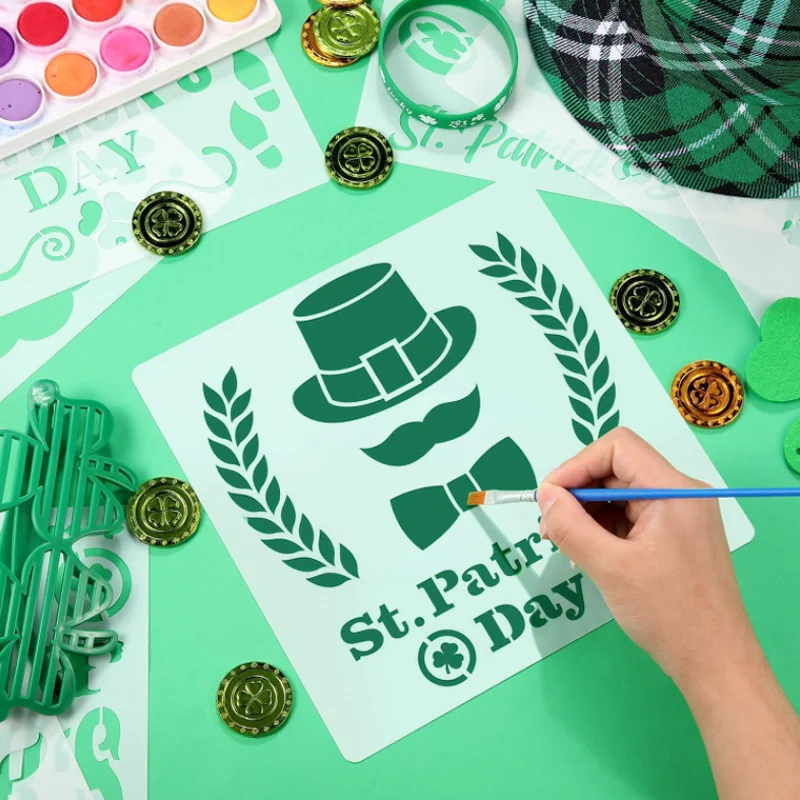 24pcs Irish Clover Stencil DIY Layering Wall Scrapbook Coloring Embossing Album Decoration Paper Card Painting Template Reusable