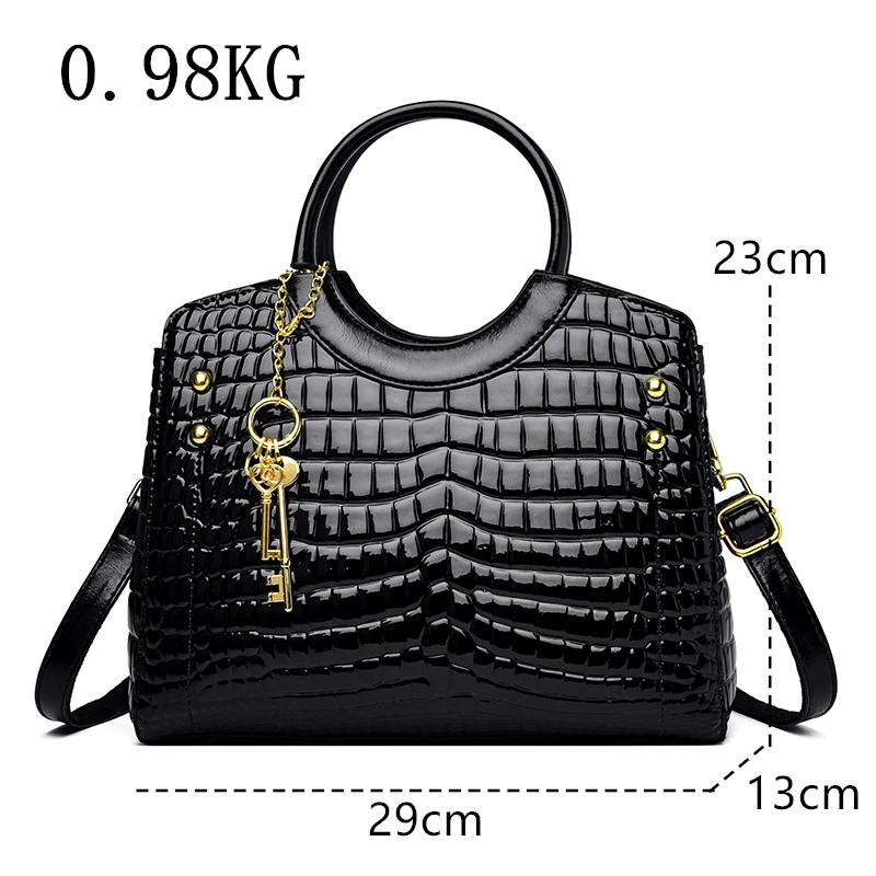 Imagem -04 - Crocodilo Couro Crossbody Bolsa para as Mulheres Bolsa de Luxo Bolsa de Ombro Feminina Cera de Óleo Real Designer de Moda Nova