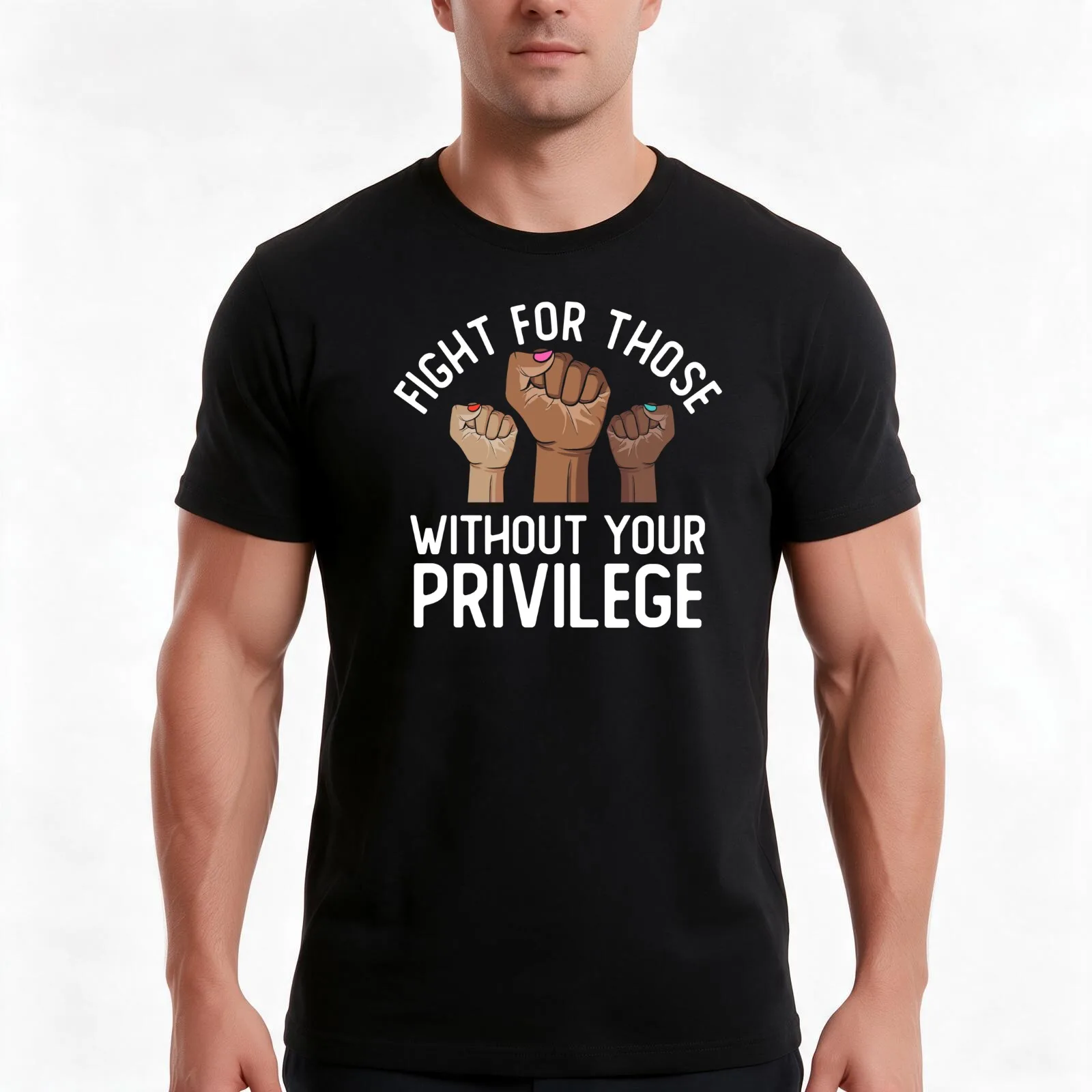 Fight For Those Without Your Privilege Civil Rights Womens Hands T-Shirt, Summer Casual Cotton Tee, Oversized Streetwear Tops