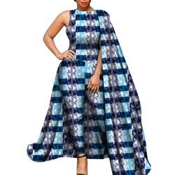 Abiti africani Dashiki Ankara stampa pagliaccetto tuta donna abbigliamento africano Bazin Riche tuta in cotone con scialle WY5937