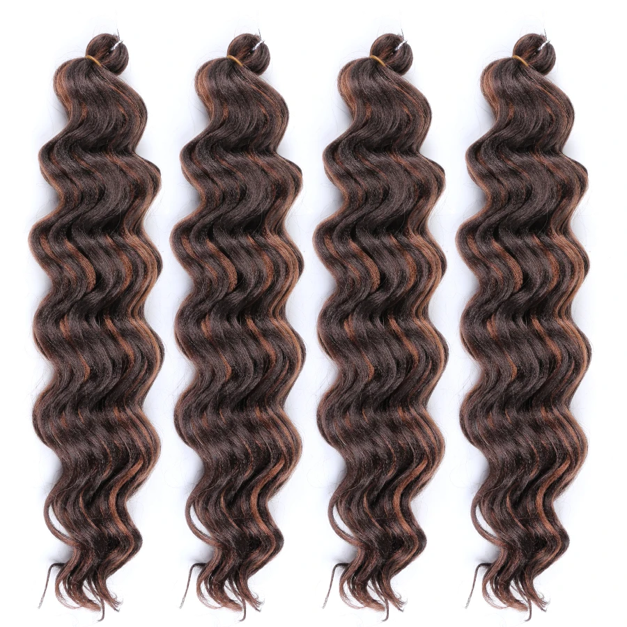 Macio Ocean Wave Crochet extensões de cabelo, longa onda profunda trança, encaracolado sintético, Freetress água, 20\