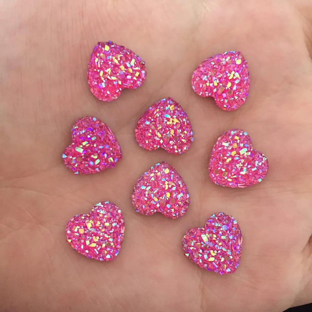 80pcs AB Resin 12mm Bling Sweet heart flatback rhinestone Ornaments DIY Wedding appliques craft D50*2