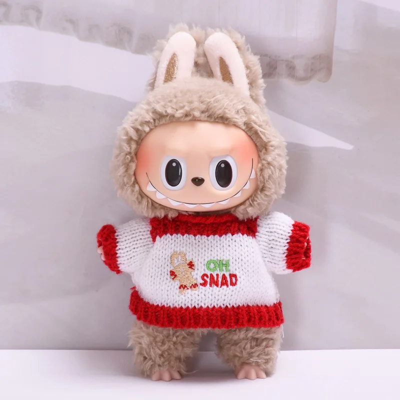 17cm Cute Mini Plush Doll'S Clothes Outfit Accessories For Korea Kpop Exo Labubu Idol Dolls Christmas Knitted Sweater Kid Gift