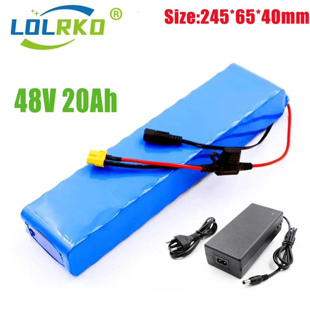 

E-bike Battery 48v 20Ah 18650 Lithium Ion Battery Pack 13S2P Bike Conversion Kit Bafang 1000w and 54.6V 2A Charger + XT60 Plug