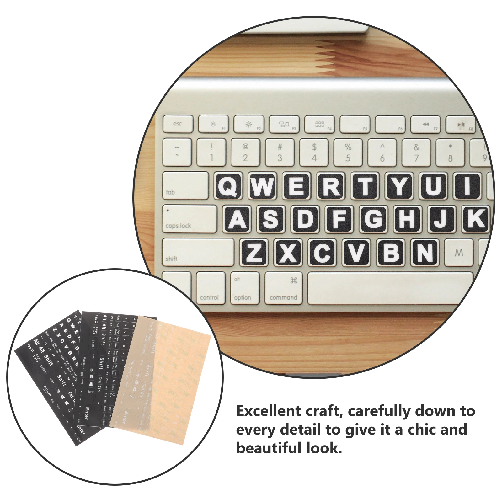 

3 Sheets Stickers Full English Black White Transparent Computer Accessories Laptop Computer Accessories Labels
