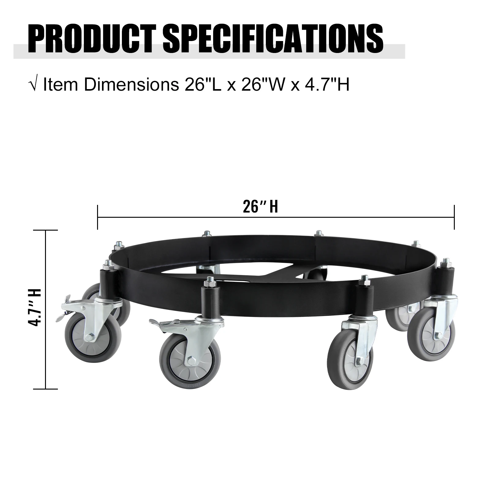 Heavy Duty Steel Drum Dolly, 55 Gallon Steel Frame Oil Drum Cart 2000 Lbs Capacity Hand Truck Dollies for Workshops and Warehous