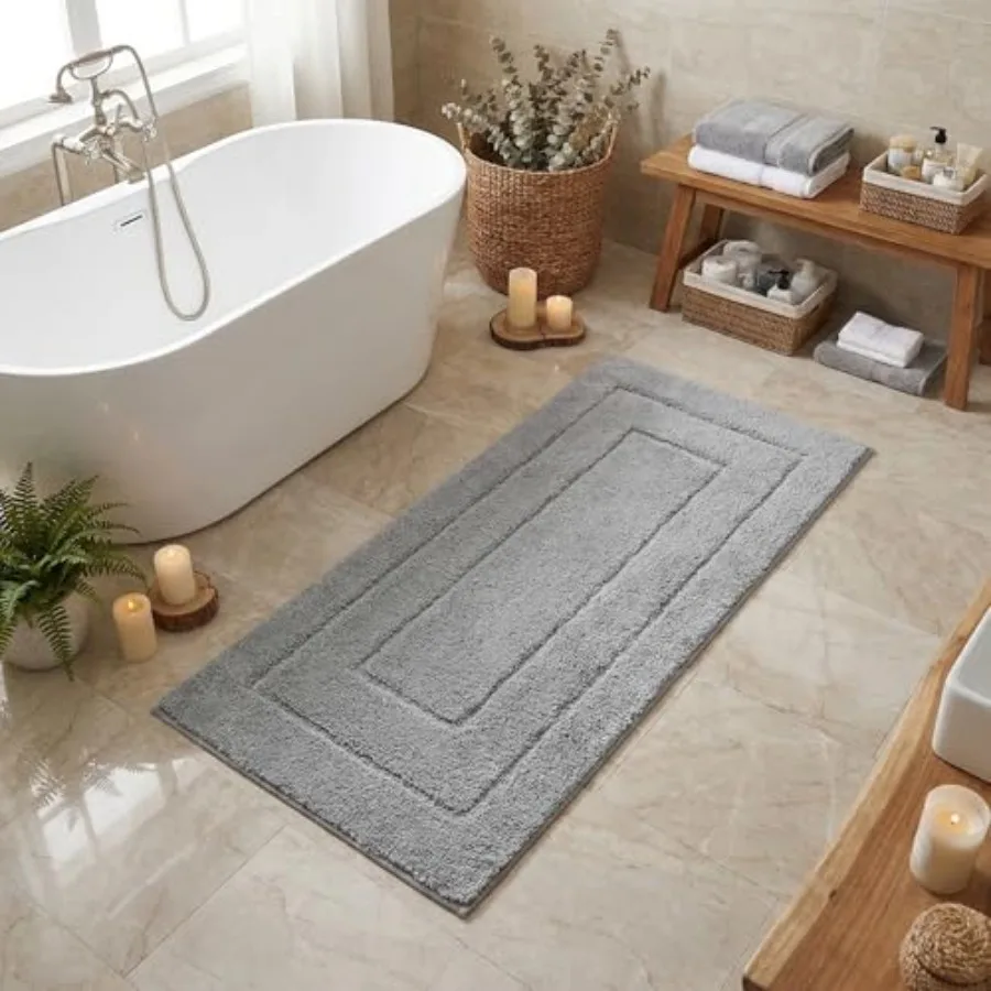

Gray Bathroom Rug Mat Bath Mats for Bathroom Non-Slip Super Soft and Water Absorbent Extra Large Bath Rugs Microfiber Bath Rugs