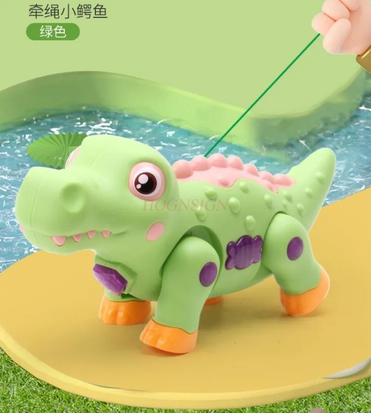 Children's pull rope electric crocodile baby toy simulation can crawl and walk