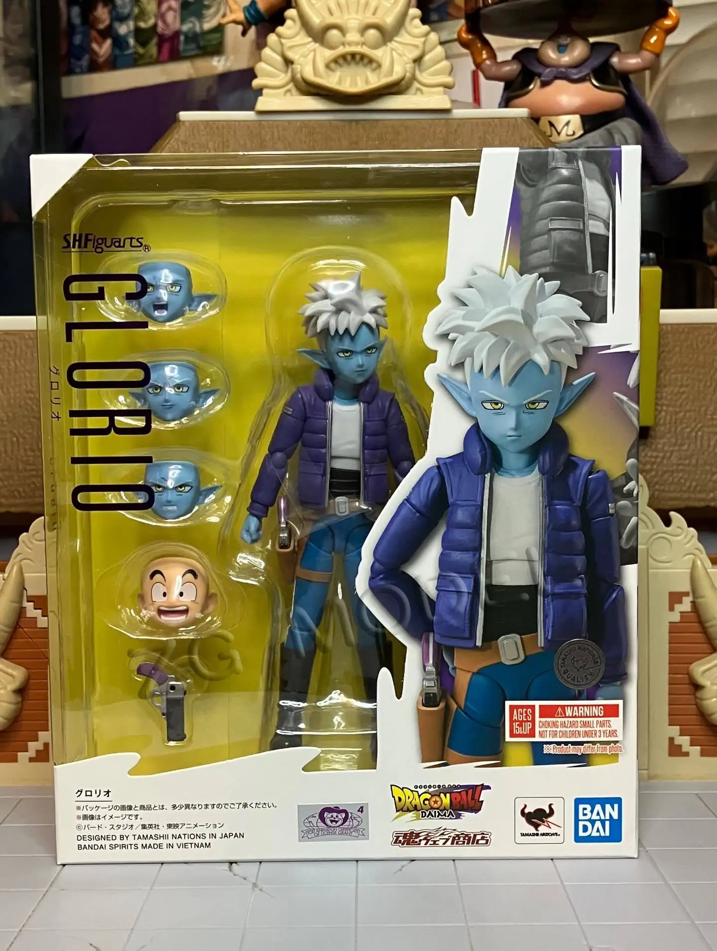 

In Stock Original Bandai Model SHF Dragon Ball Daima Glorio Action Figure Anime Toys Gifts Foam Board Packaging for Kids