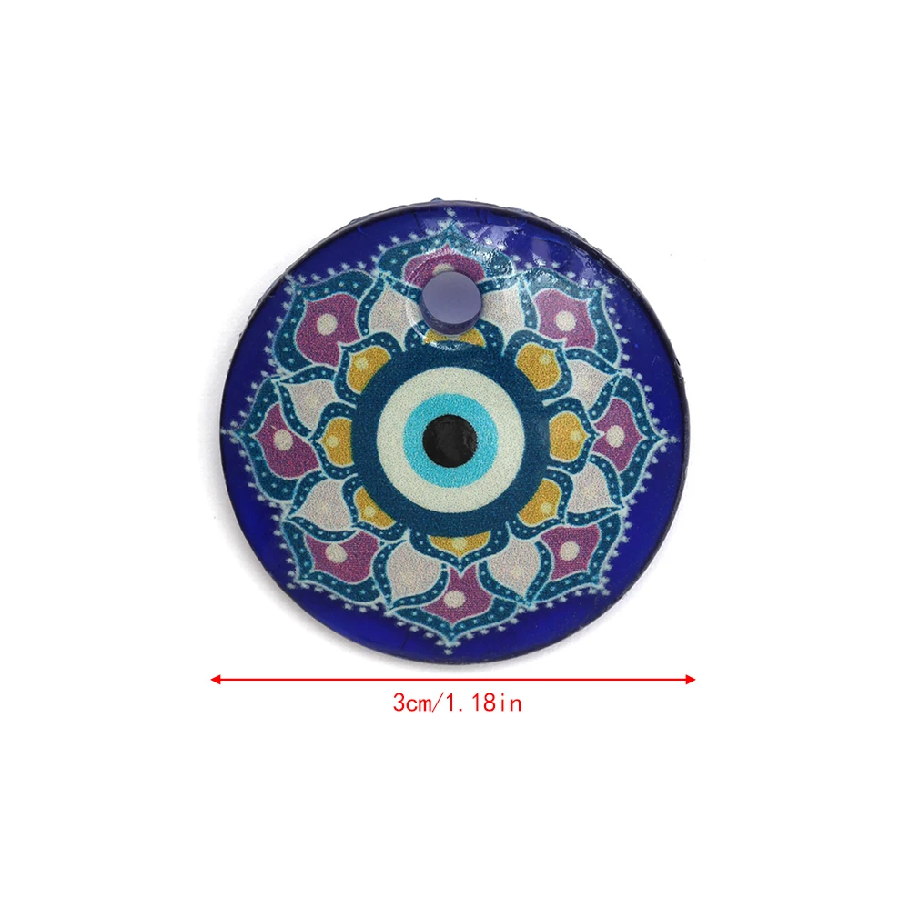 Lucky Eye Flower Pattern Charm Pendant Glass Turkish Evil Eye Pendant Charm for Jewelry Making DIY Keychain Necklace Accessories