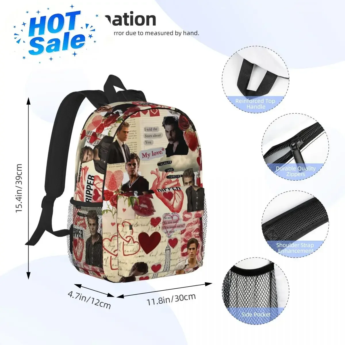 Custom Bag The Vampire Diaries Damon Salvatore Backpack Student Boys Girls BookBag Children School Bag Computer Shoulder Bags Fo