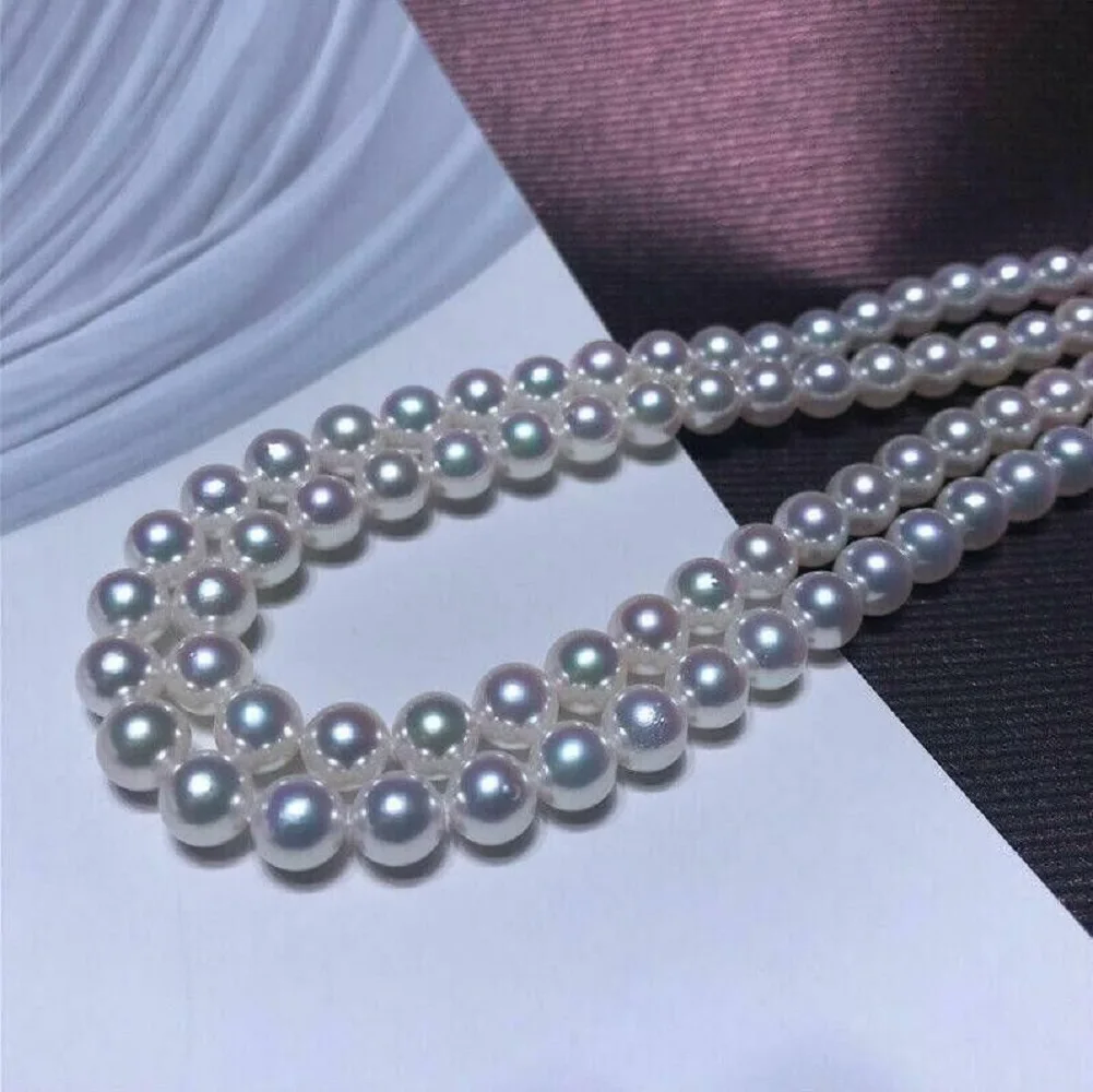 1pc long AAA 9-10mm Natural Japanese Akoya White Round South Sea Pearl Necklace  35 inches