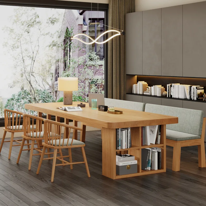 

Long desk bookcase integrated writing tea table to living room study desk workbench