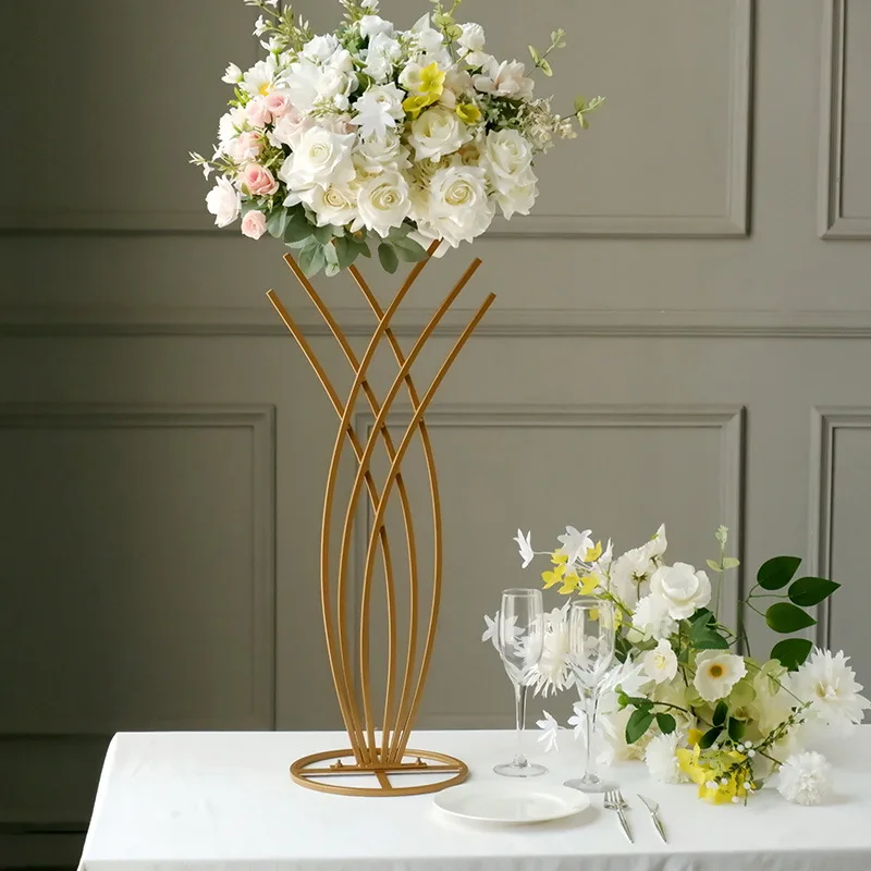 10 PCS Flower Vase Floor Vases Column Stand Metal Road Lead Wedding Centerpiece Geometric Pot Table Rack For Home Event Decor